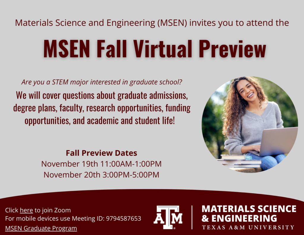 Texas A&M Materials Science & Engineering: 11/19-20/24